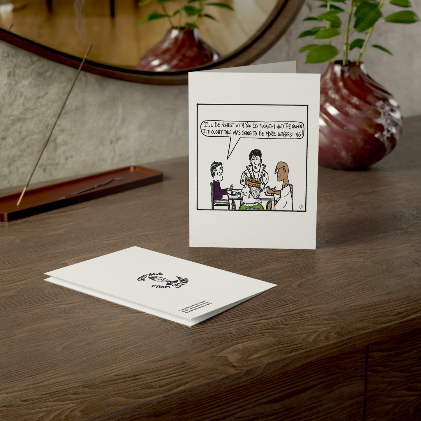 Gandhi greeting card back cover Greetings from Stewart