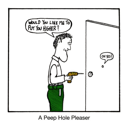 Peep Hole funny birthday greeting card front design by comedian Stewart Francis